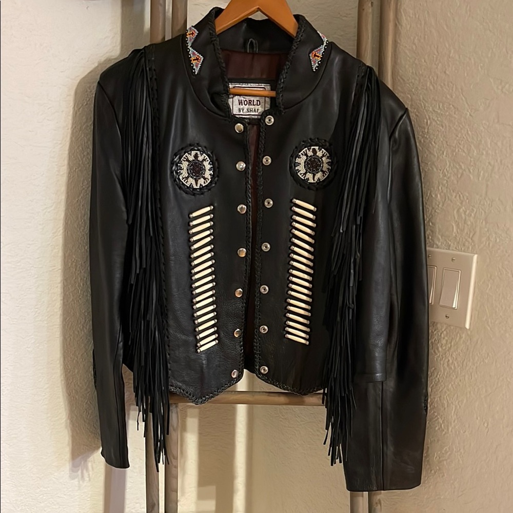 Black Leather Fringe Jacket! Make me an offer!!!